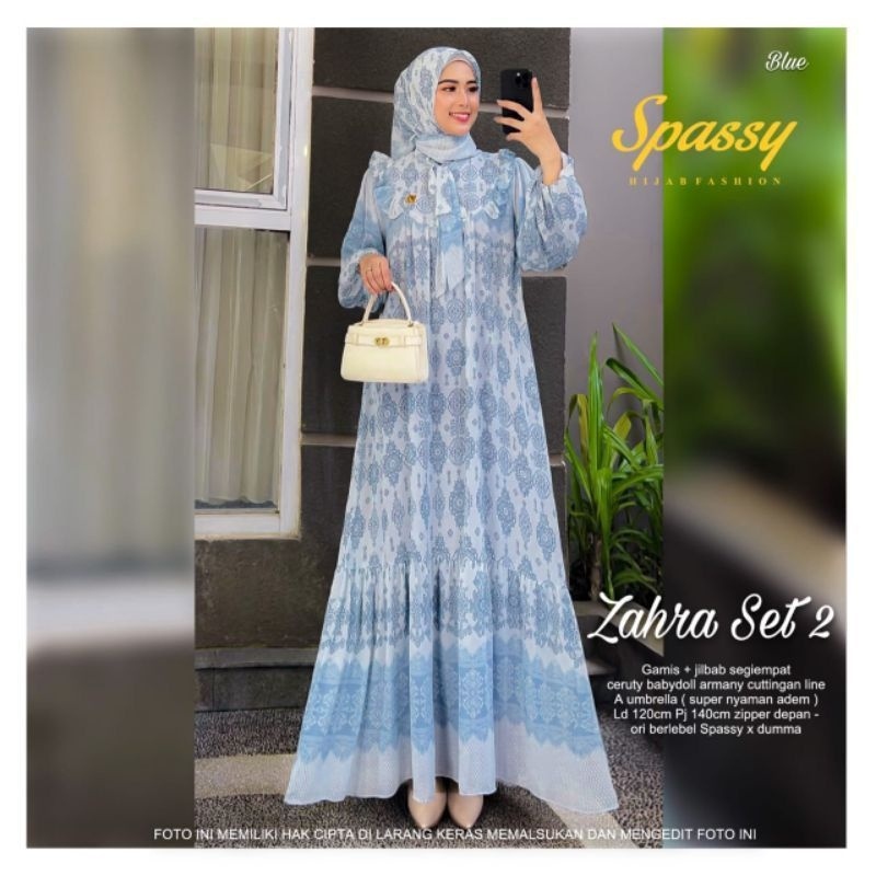 Cod Zahra set 2/gamis maxy/dress pesta/gamis murah/gamis premium/gamis kekinian/gamis ibu muda/gamis