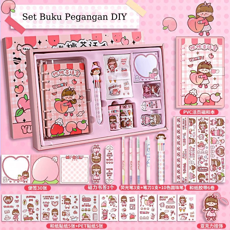 

rhaasttoy Tema Kartun Stiker Label Stiker Lucu Set Box untuk Buku Pegangan Diary Dekorasi DIY Stiker Spiral Elegan Bahan Buku Notebook