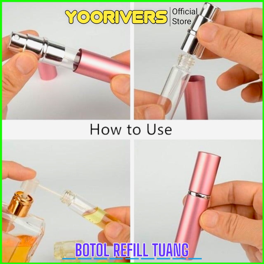 Botol Parfum Refill Spray Mini 10ML Parfum Metalic Wadah Pewangi - Parfum Glass Coated Sprayer Botol