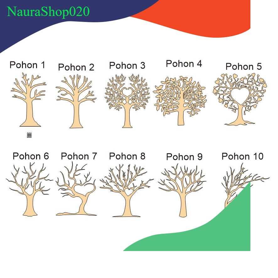SILUET POHON MAHAR (DUPLIKAT POHON) Bentuk love Bahan Kayu Triplek