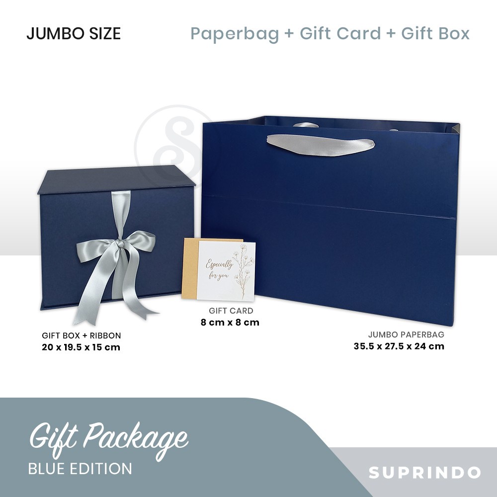 

Premium Gift Set Paper Bag + Kotak Kado + Kartu Ucapan (JUMBO 2, BIRU)