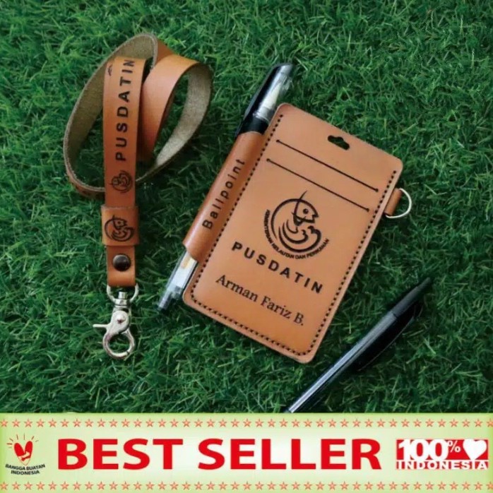

ID CARD HOLDER KULIT NAME TAG KULIT TEMPAT PULPEN