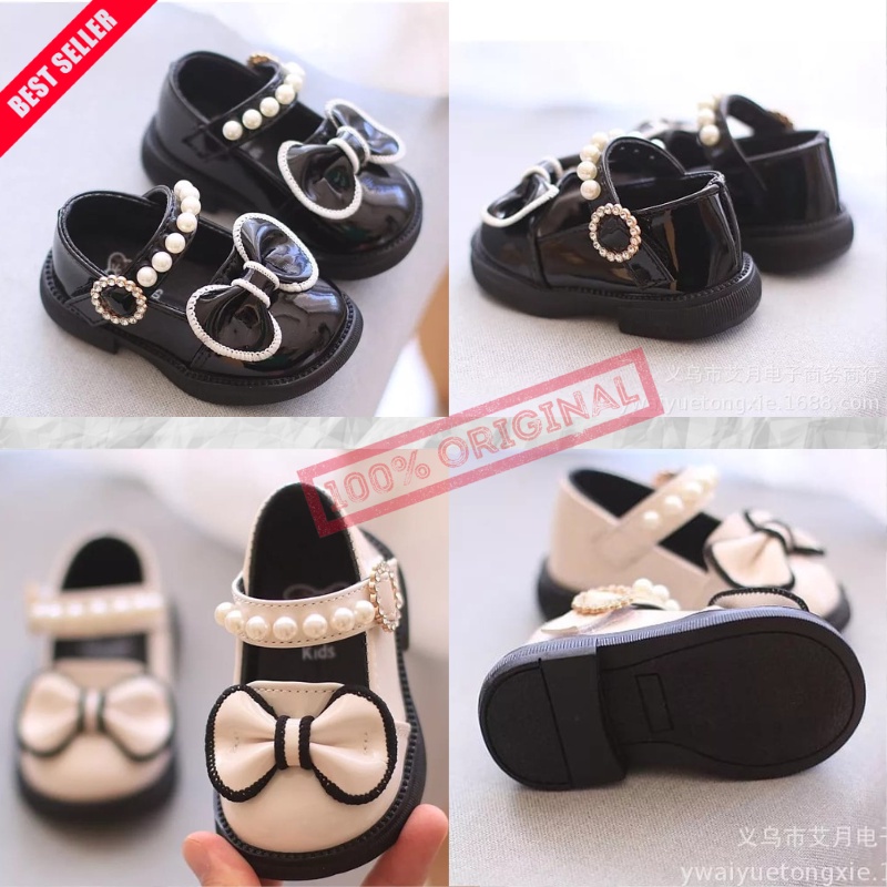 toserba_kids--Sepatu Anak Perempuan Flatshoes Lucu Model Pita Tali Mutiara / Sepatu Baby Shoes Anak 