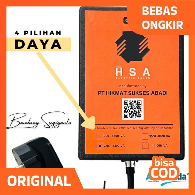 ALAT PENGHEMAT TOKEN LISTRIK HSA ELECTRIC SAVER TIPE A 900 - 1300 WATT PT HIKMAT SUKSES ABADI PAK BA