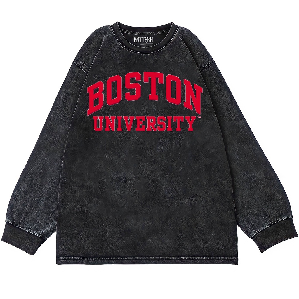 Patternmerch "boston university" Oversize T-Shirt | Longsleeve Oversized | washing tee | Kaos