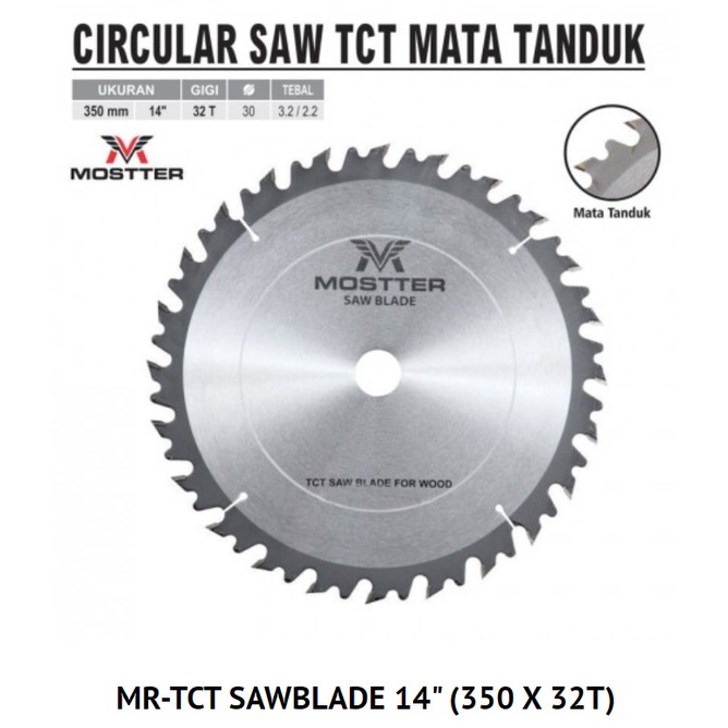 ALDO Circular Saw Blade TCT Mata Tanduk 14" 350 mm 350mm 32T MOSTTER