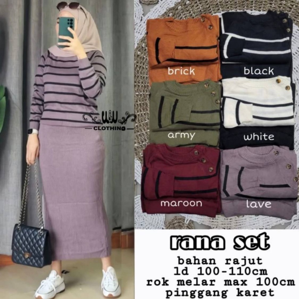 Rena Setelan Atasan Dan Rok Rajut Wanita
