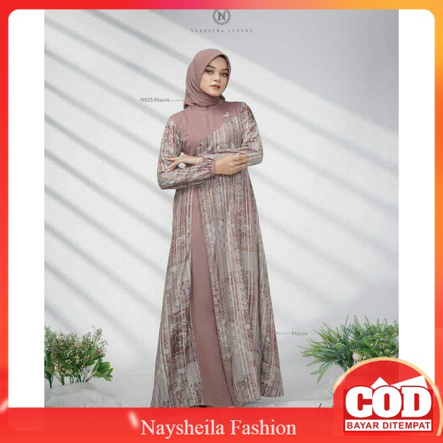 (Cod) Dress Nadheera Luxury | Lathiya Dress By NadheeraLuxury Ori | Gamis Kondangan Bahan Rayon | Ga