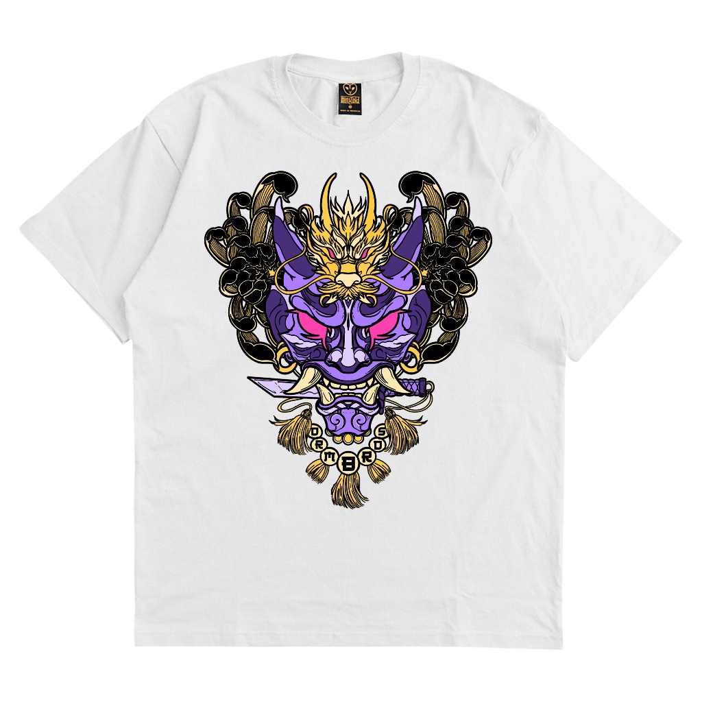 【COD】 NEW DREAMBIRDS GOLD "ONI MASK II" WHITE SS T-SHIRT LIMITED EDITION KAOS T-shirts