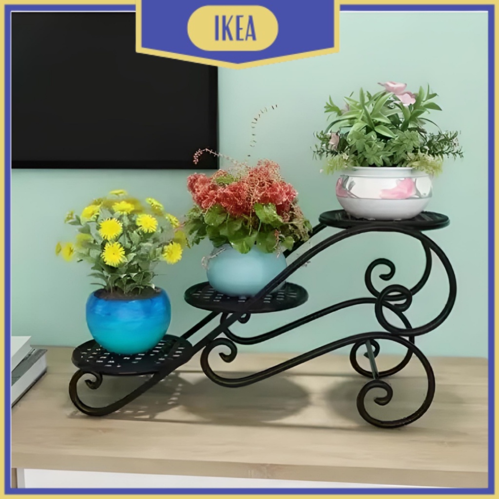 IKEA Rak Bunga Besi 3 Susun Rak Tanaman Standing Pot Murah