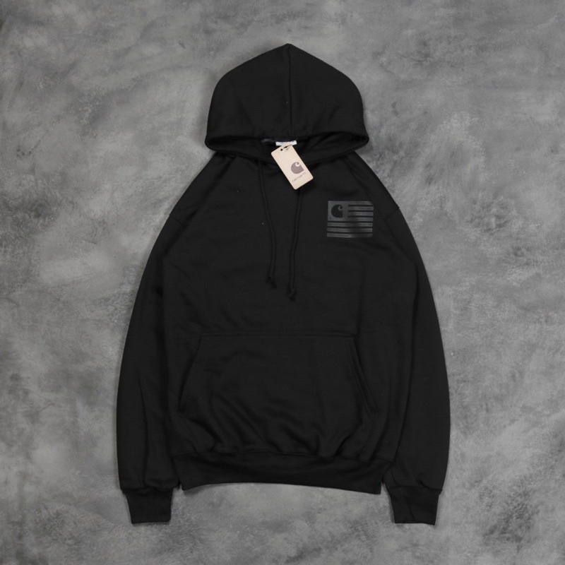 Jaket Sweater Hoodie CARHATT Wip Chromo Hitam Sablon Gride Fulltag & Label