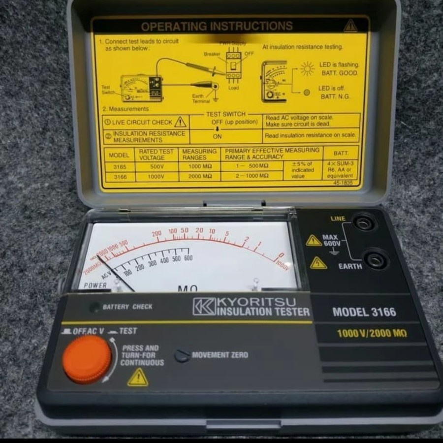 Analog Insulation Tester / Megger Kyoritsu 3166 Ori