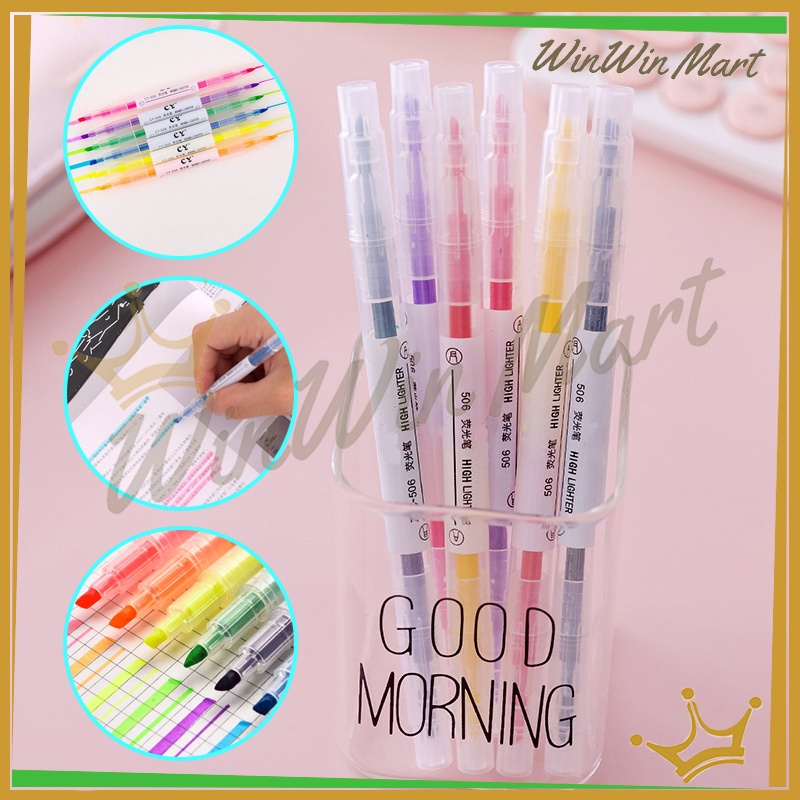 

1 Set Stabilo Warna Warni /1Set Stabilo Isi 6Pcs Dengan Warna Berbeda/Highlighter Warna Warni Isi 6Pcs 2 Arah