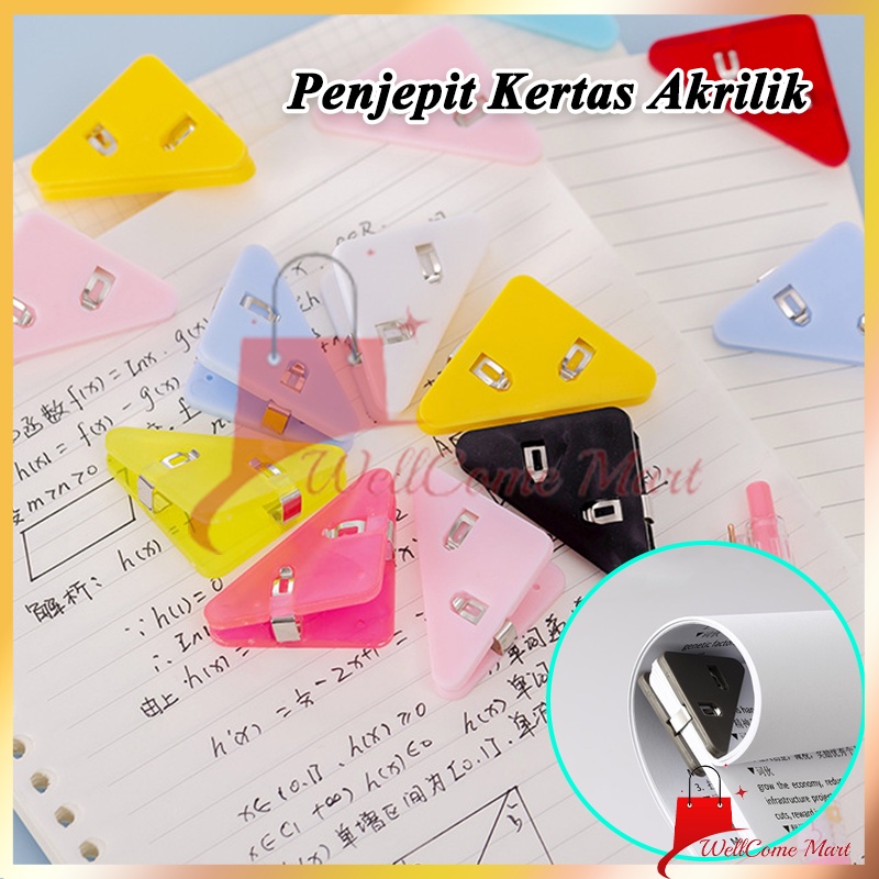 

Penjepit Kertas Akrilik / Klip Sudut Kertas Segitiga Warna Warni