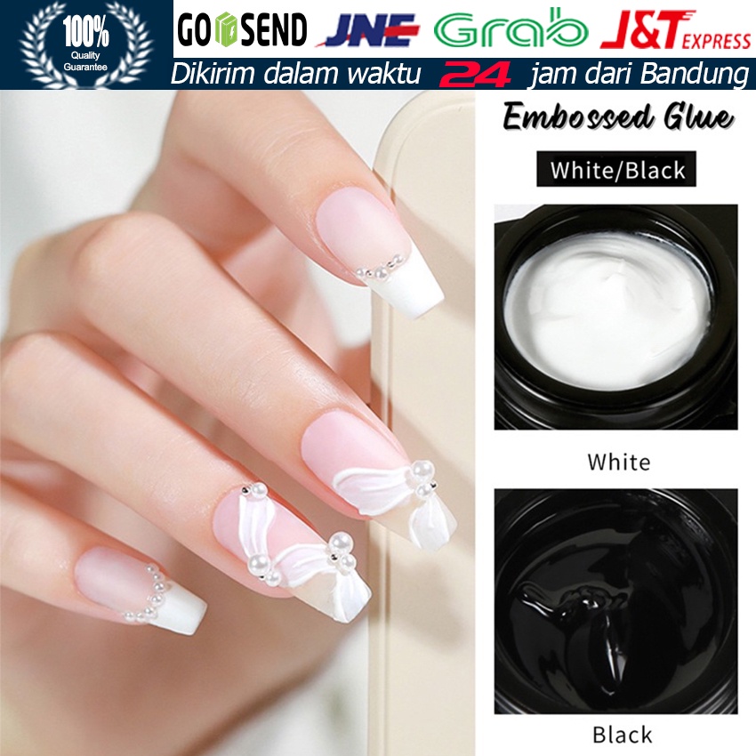 Embossed Glue Gel Desain / Chrome Emboss Painting Embos 3d Timbul / Gel Liner Timbul Nail Art