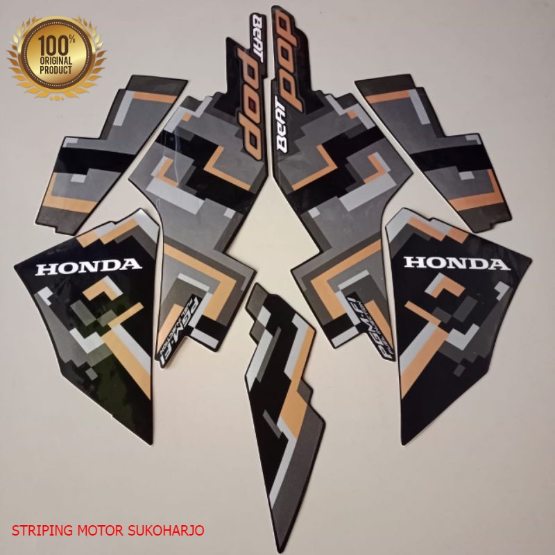 (ORI) striping honda beat pop 2017 2018    hitam kualitas original