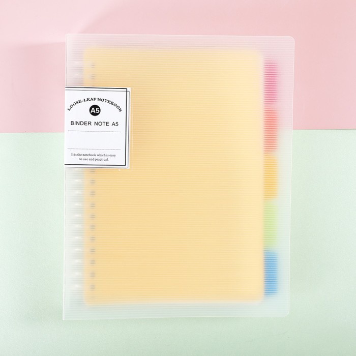 

Binder A5/B5 Cover Berwarna Transparan Plastik Tebal Include Kertas - A5 Putih
