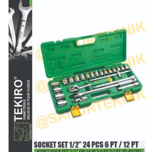 kunci Socket set / Shock set / Sock Set Tekiro 8-32mm 1/2" DR 6 PT 24 pcs box plastik