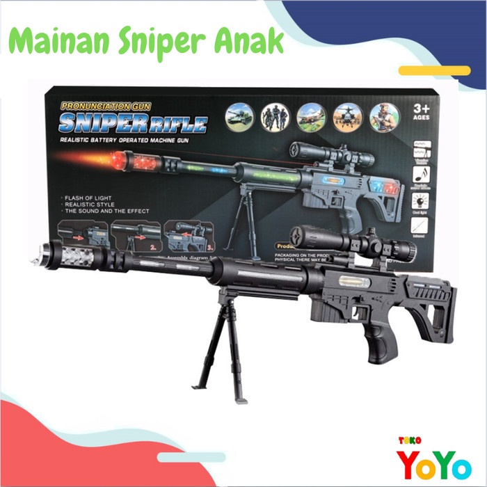 Diskon TokoYoyo Mainan Anak Laki Laki Tembak Tembakan Sniper Gun ada Lampu Laser Kado Anak 2 3 4 5 6