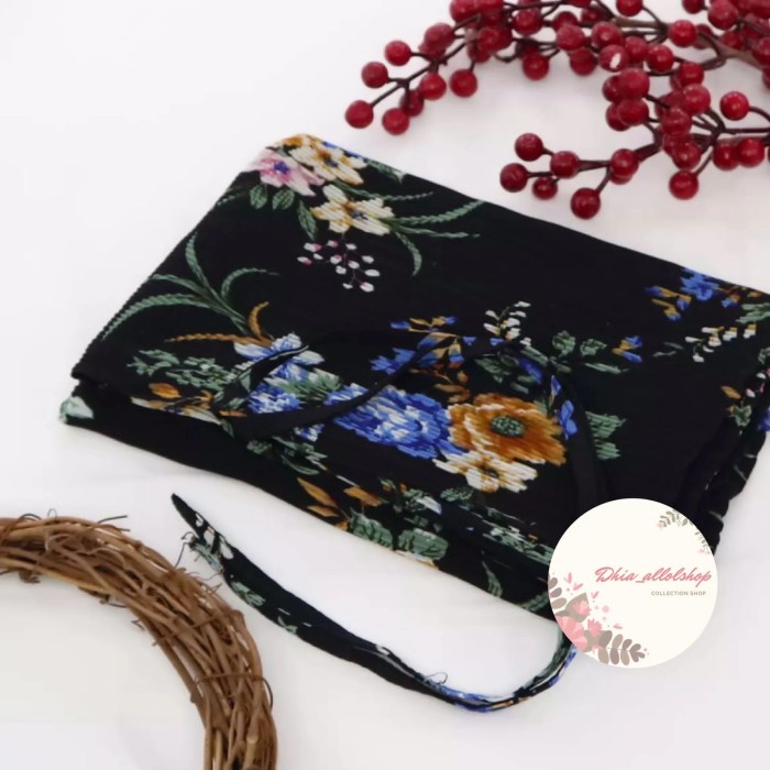 Dhia - Kerudung bergo plisket motif bunga bunga / hijab cantik /  - RANDOM