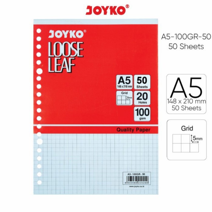 

JOYKO Loose Leaf GRID Ukuran A5 Isi 50 Lembar A5-100GR-50