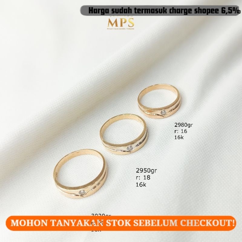 CINCIN COUPLE NIKAH TUNANGAN MATA SATU  EMAS ASLI KADAR 700 | TOKO EMAS PUTERA SOKARAJA