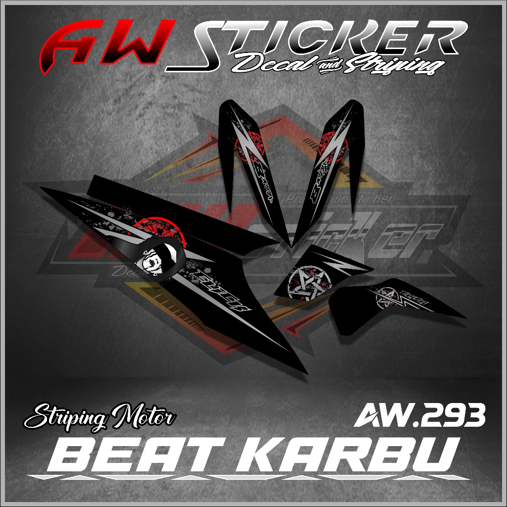 Transparan BEAT CODE 293 Striping Beat Karbu Beat old Transparan .Striping variasi Beat Karbu