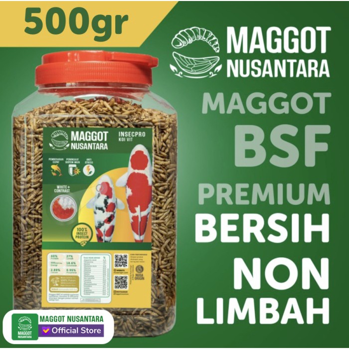 larva maggot bsf kering, pakan koi, microwave dry bsf non limbah