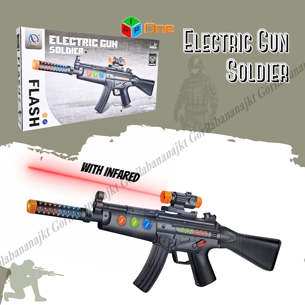 Mainan anak Electric gun mp5 flashing gun tembakan laser flash led