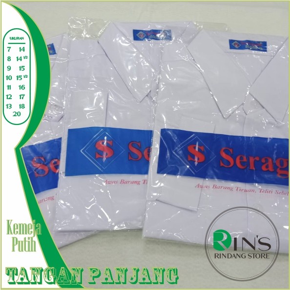 

[MEDAMART] BEST QUALITY Kemeja Putih Tangan Panjang SD, SMP, SMA Merk "SERAGAM" Non Badge 8