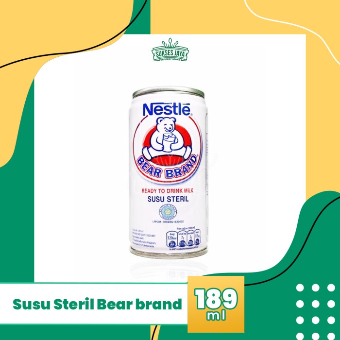 

Susu Steril Nestle Bear Brand 189 Ml