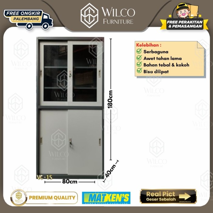Lemari Arsip Pintu Sleding Matkens VC - 15 / Lemari Besi SN Arsip File Pintu Sliding Penyimpanan Ser