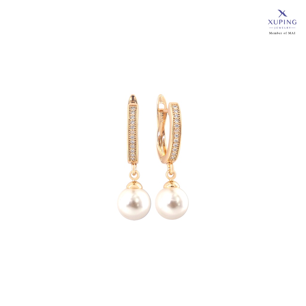 Xuping Anting Klip Panjang Fashion Wanita Motif  Mutiara 0161230489