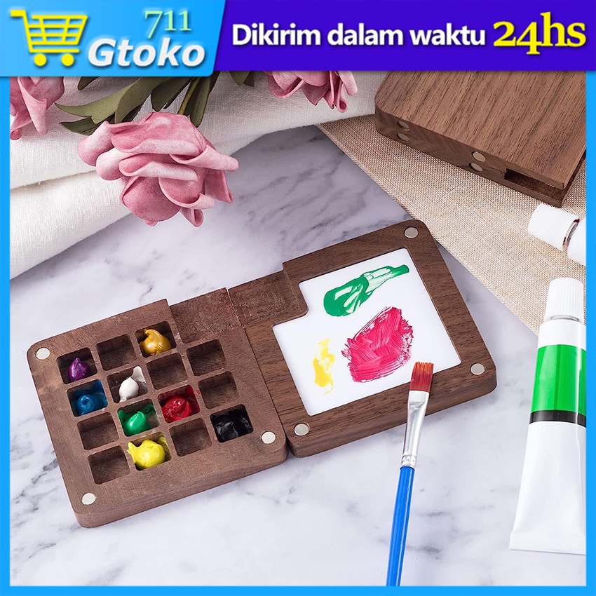 

Wooden Painting Palette Color Disk Rectangle Kayu Palet Cat 8 Warna / 15 Warna