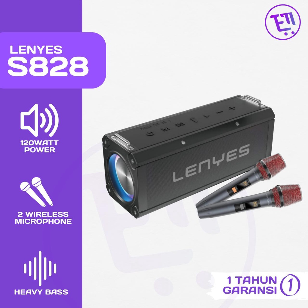 LENYES S828 120W Speaker TWS KTV Karaoke Bluetooth 5.0 Heavybass + Dual Microphone Karaoke