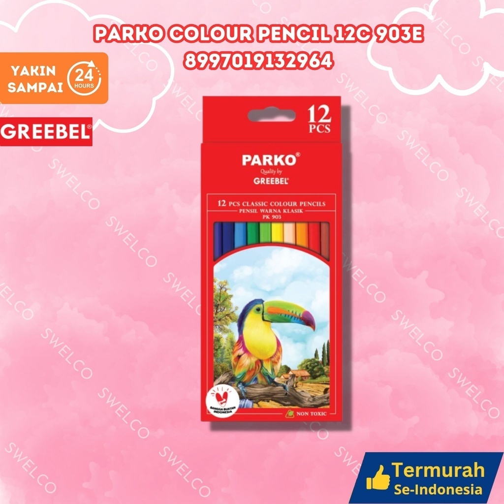 

PARKO Pensil Warna anak PENCIL 12C 903E (ISI 12) /Coloring/Color/Colour Pencils Cerah tidak beracun utk mewarnai anak PARKO COLOUR PENCIL 12C 903E