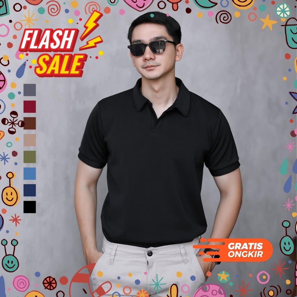 MEGASALE / SANVANINA Polo Shirt Pria Korea | Kaos Polo Shirt | Kaos Pria Berkerah | Cuba Poloshirt S