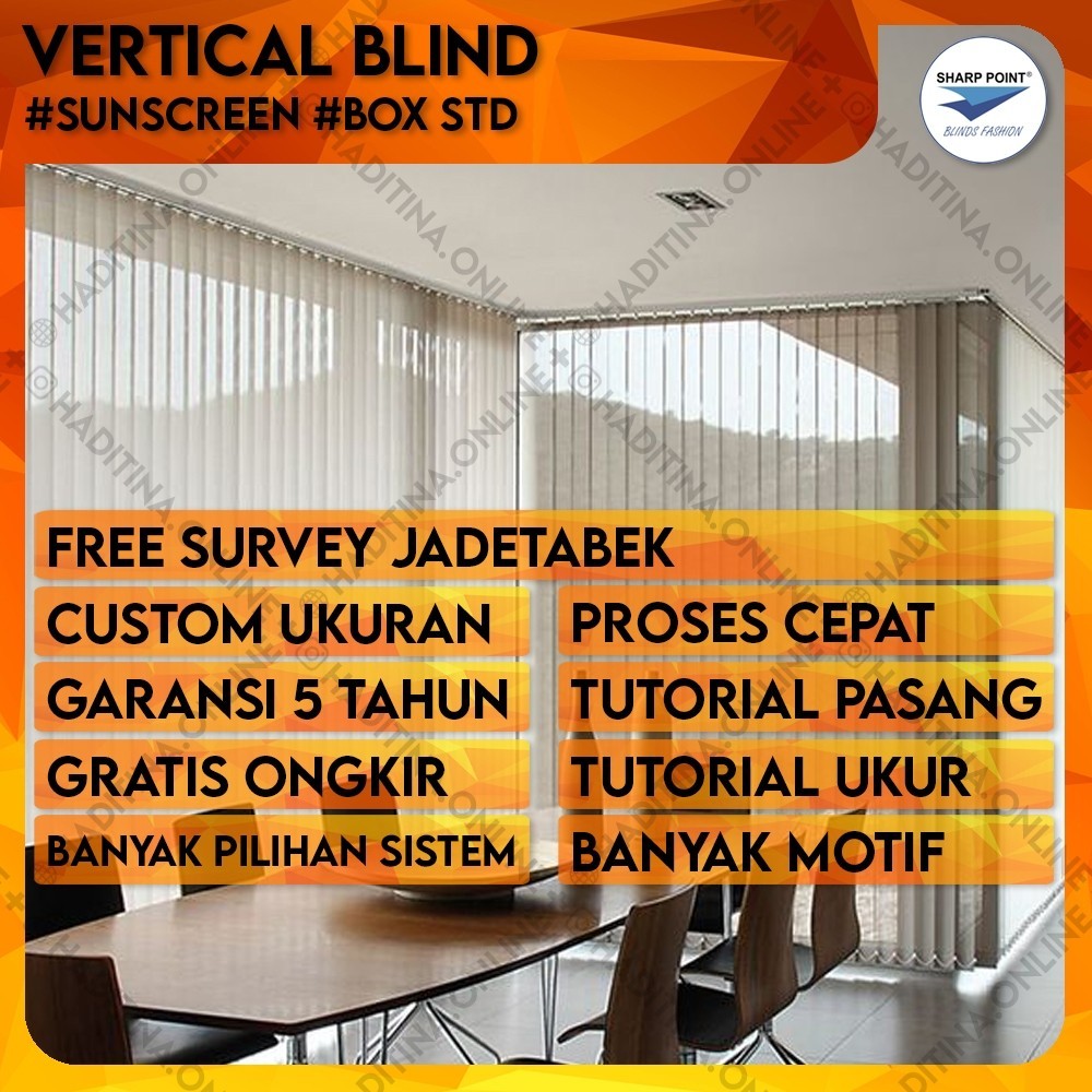 Vertical Blind Sunscreen Box STD | Jendela Gorden Tirai Gulung Indoor Outdoor Minimalis Gordyn Gorde