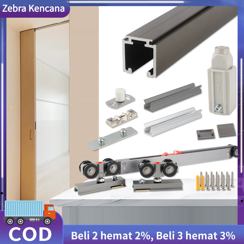 1.8meter Komplit Set Rel Pintu Geser/Sliding Rail Galvanis180cm - 240cm DOWS Rel Pintu Geser Rel Pin