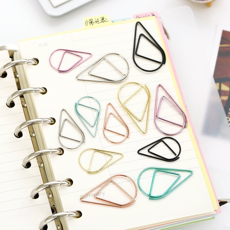 

30/50 Pcs/Set Metal Material Drop Shape Paper Clips Gold Silver Color Funny Kawaii Bookmark Office Shool Stationery Marking Clip
