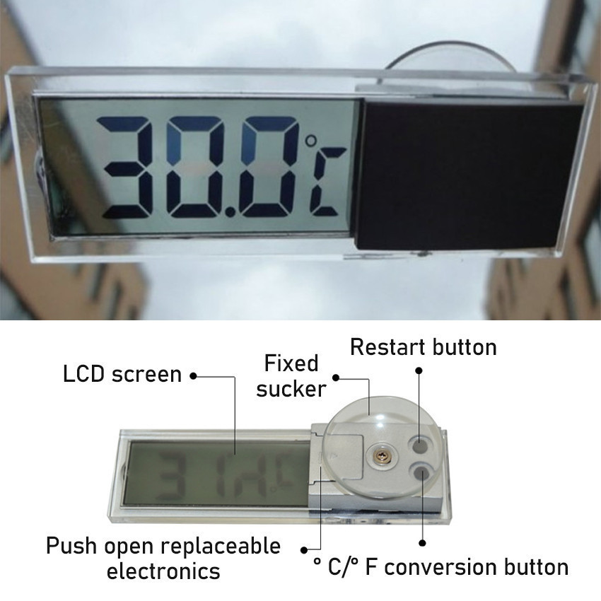 Alat Pengukur Suhu Digital Lcd Display Pengukur Suhu Ruangan Mobil Termometer Digital Jam Mobil