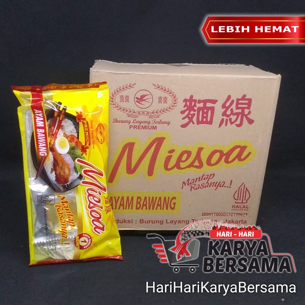 

MIE INSTANT MIESOA RASA AYAM BAWANG CAP BURUNG LAYANG TERBANG 20'S X 65GR