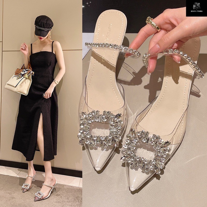 FINDAL Sepatu Hak Kaca Wanita High Heels Transparan Import Elegan Hils Bening HI-056