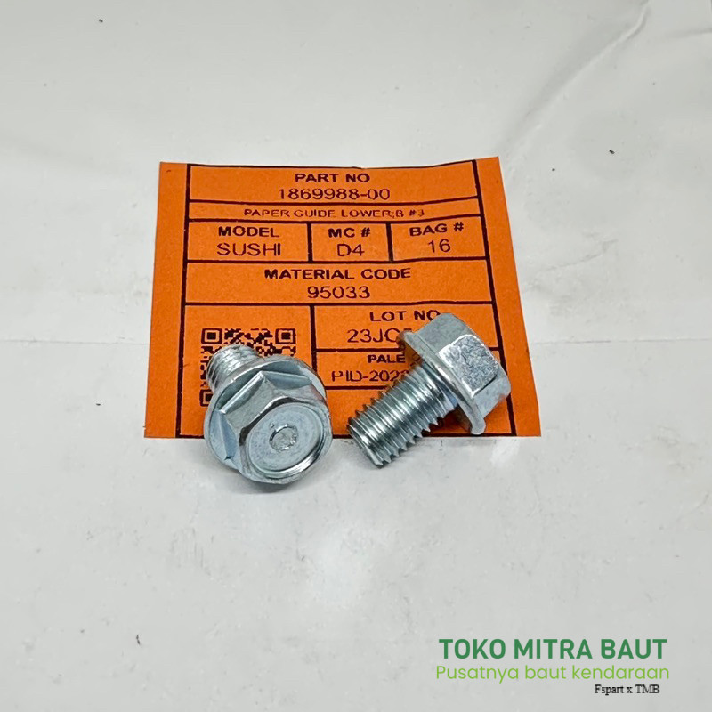 Bolt Flange M8X12 Baut 12 Panjang 12Cm Baut Oli Gardan Honda Original