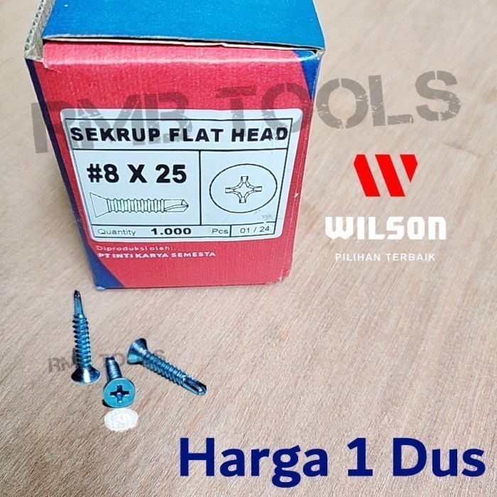 x1Dus Sekrup Roofing SDS FH 8x25 Wilson / Baut Skrup Baja Ringan FH 8