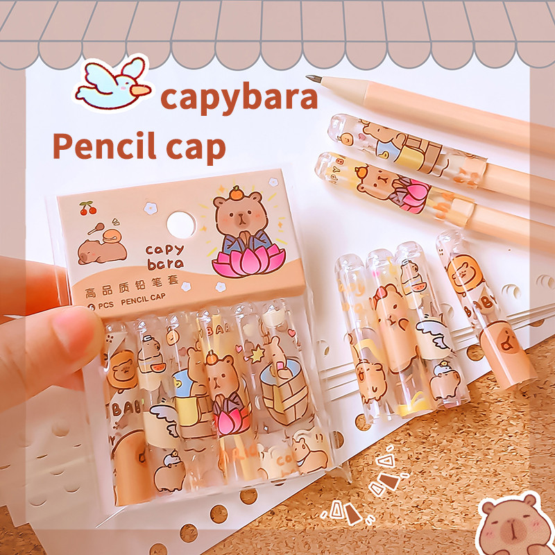 

kawaii Stationery store school acsesories classroom writing tools topper Pen inserts pencil extender cute capybara Pencil cap