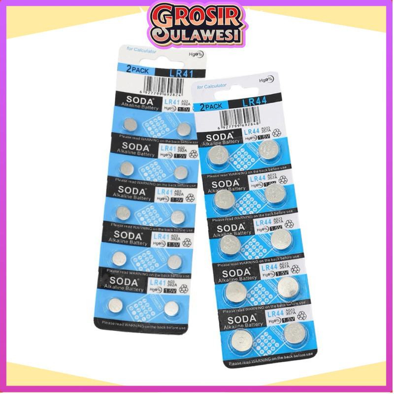 COD Makassar Baterai Kancing 1 PCS Soda LR41 LR44 / Batu Batre Untuk Jam Tangan Timbangan Kalkulator