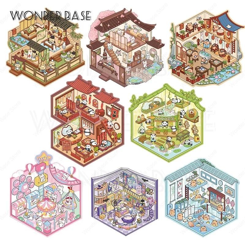 

DIY Cartoon Animal Ancient House Playable Scene Sticker Pocket Cabin Scene Stacking Pasting Festival Birthday Gift for Kid Child