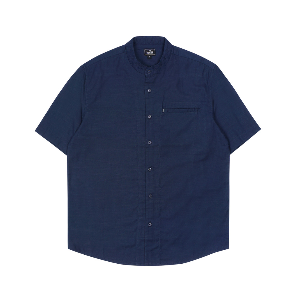MGee Baju Koko Pria Kemeja Koko Lengan Pendek Alfero C096 Navy