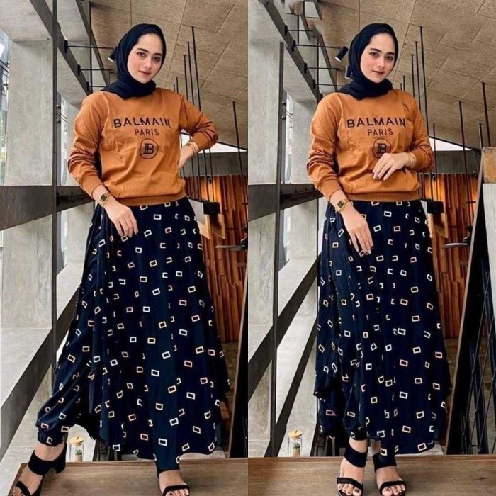 Setelan Parisa set XL baju remaja wanita cantik murah bal at - bata